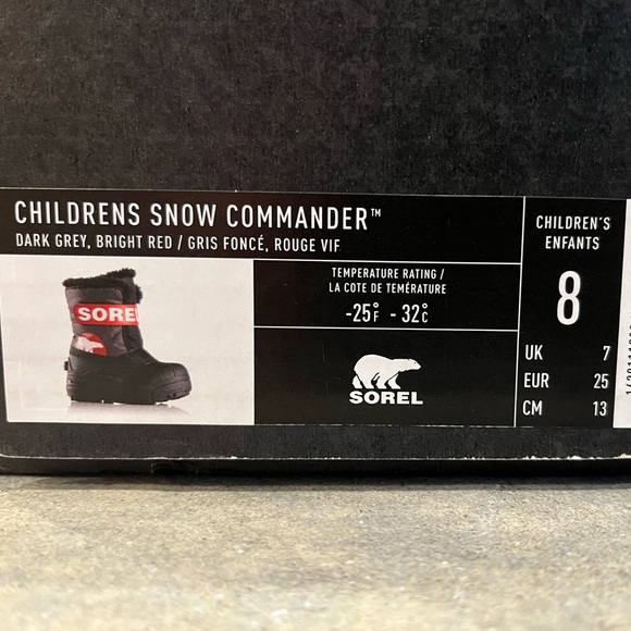 Sorel Children's Snow Commander Boots - Black and Bright Red - Picture 2 of 5